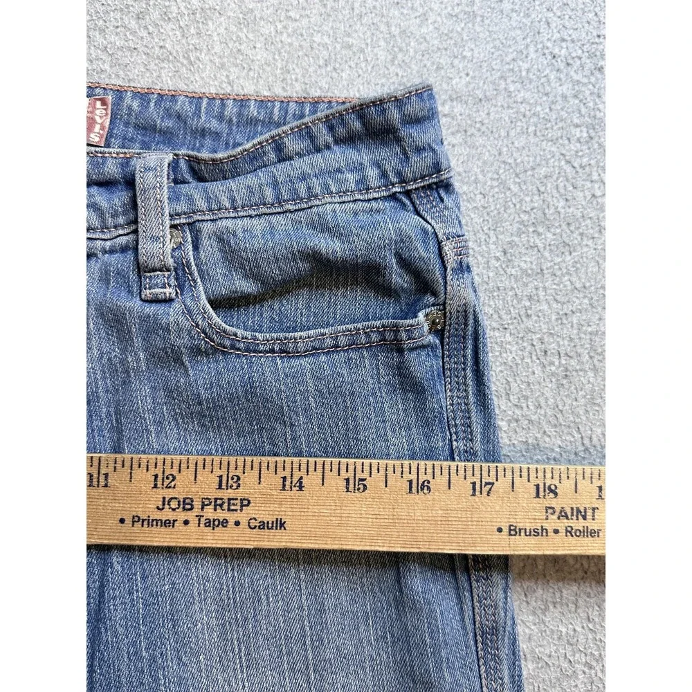 VTG Levi's 515 Capri Jeans‎ Womens 10 Blue Medium Wash Stretch Denim Embroidered